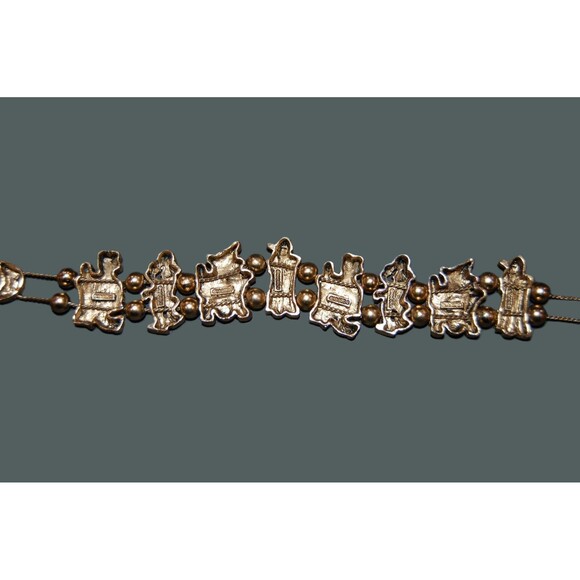 Vintage 1995 BG CLOWN Circus Charm Slide Slider BRACELET Gold Tone 8" Clowncore - Picture 5 of 10